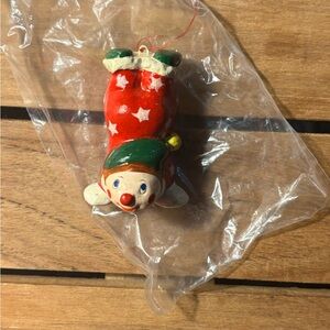 NOS Handstand Clown Ornament 2” Year Round Display Hand Painted